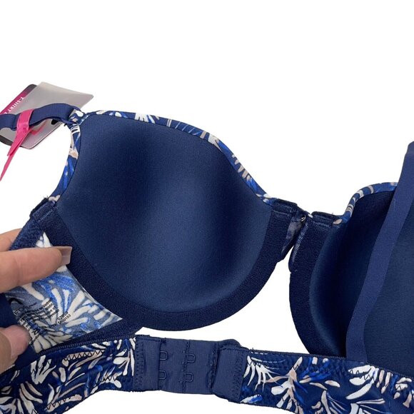 Maidenform- T-Shirt Bra Demi Coverage Underwire Women's Size 32B NWT- NAVY PRINT - Picture 10 of 10